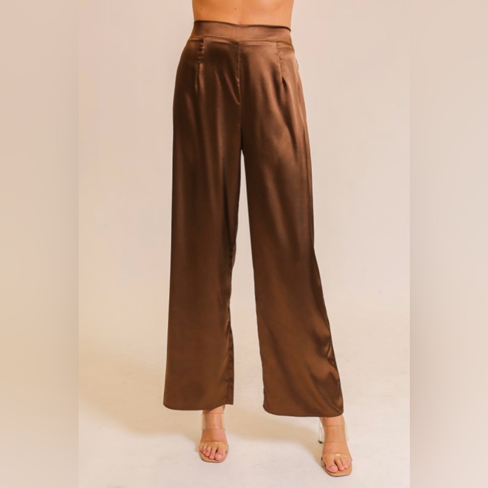 NWT - Chocolate Satin Pants